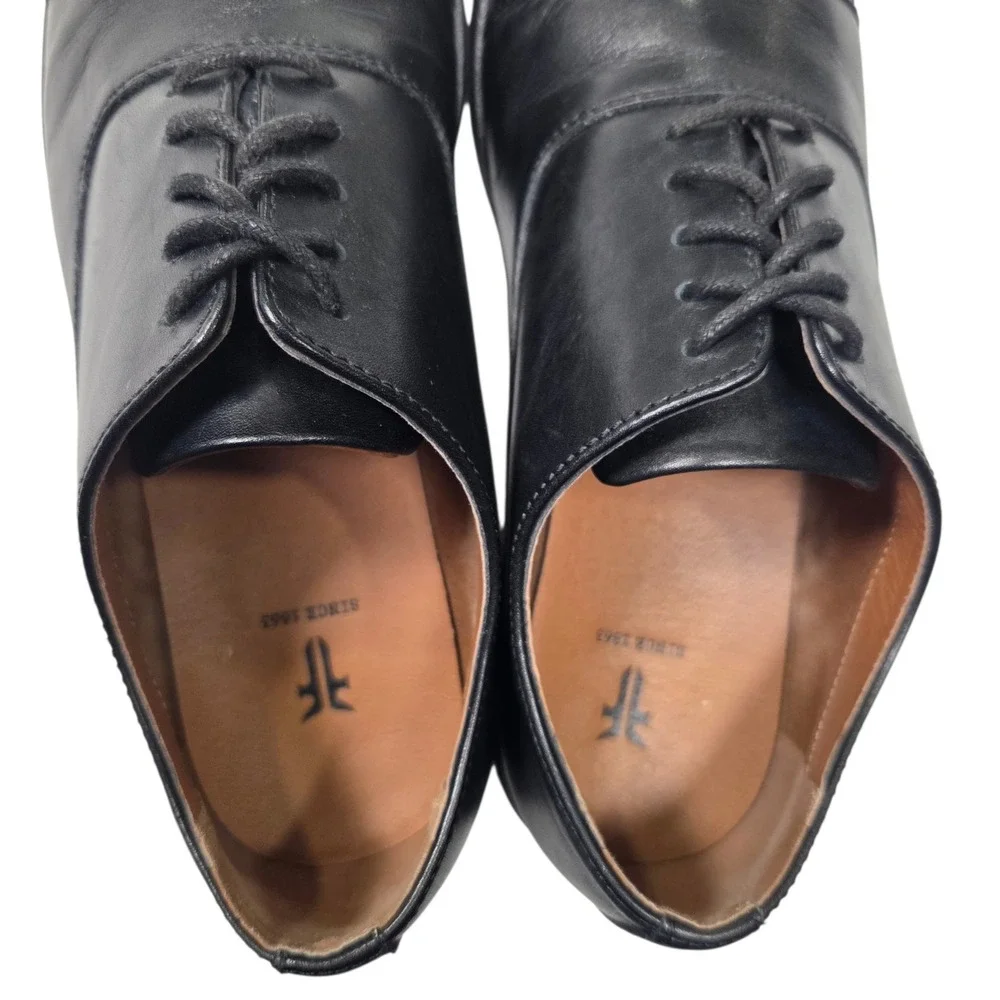 Frye‎ Scott Cap Toe Oxford Mens 8.5 Black Leather Lace Up Dress Shoes 3480168